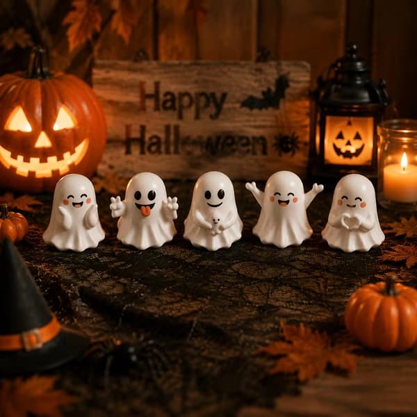 Halloween-figursett – Søt mini PVC-dekor til skrivebord, bord og fest