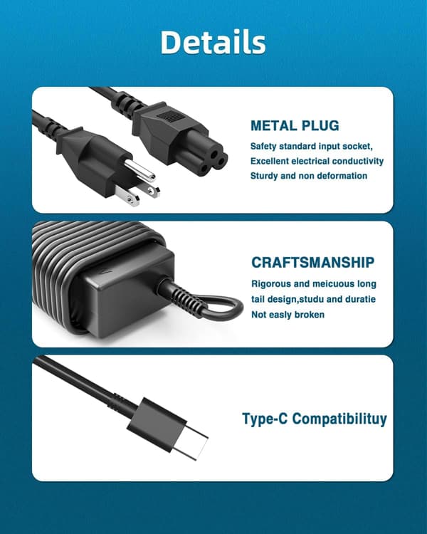 65W USB-C Universal bærbar oplader til Dell, HP, Lenovo, Acer, Chromebook-FX-