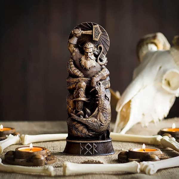 Nordisk gud hjerte-statue, skulptur til vinskab, hylde eller bogreol-FX-
