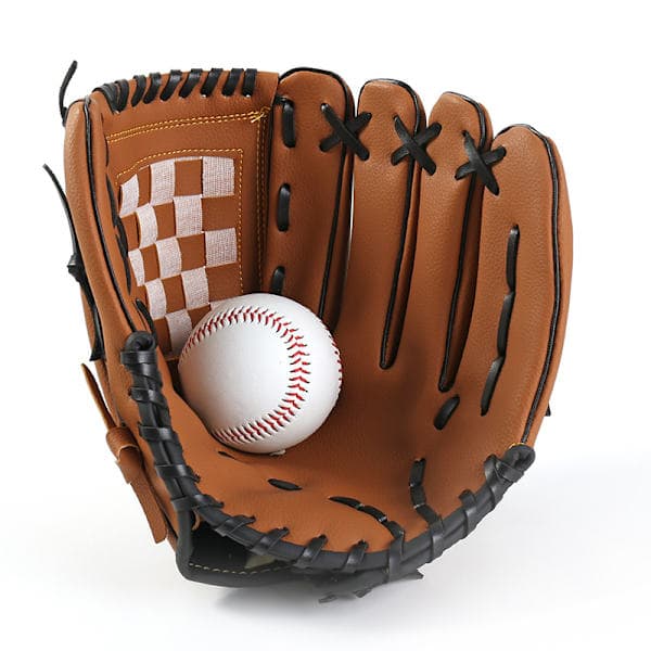 Baseballhandske til udendørssport PU-læder Polstrede handsker Brun-sort 9,5 tommer-FX- 9.5 inch