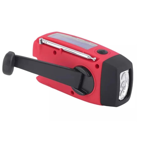 Crank Radio med Solceller, Ficklampa och 2000mAh Powerbank Nödradio, Överlevnad