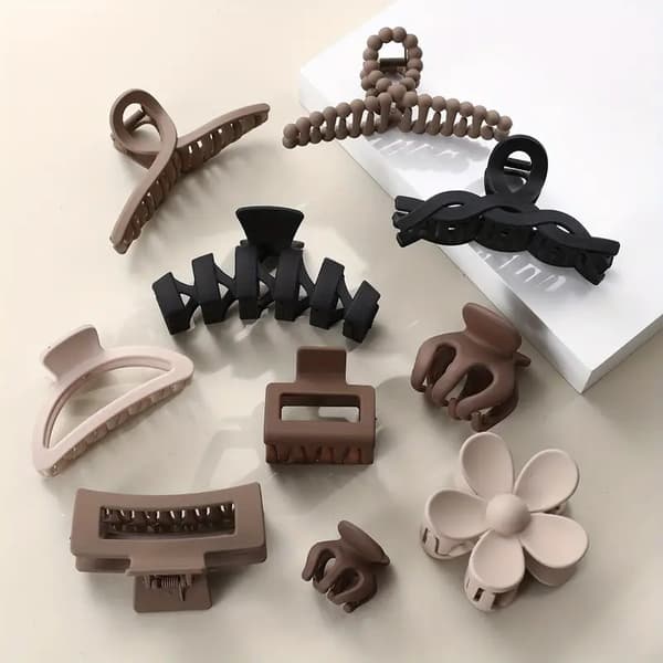 Matta enfärgade blomhårklämmor - 10-pack trendiga håraccessoarer-FX-