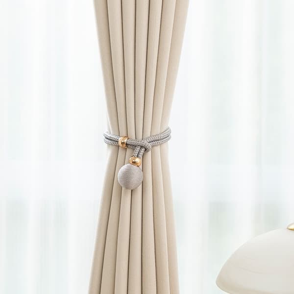 Set of 2 Decorative Ball Curtain Tiebacks - Stylish Window Drape Holders Grey-FX- Grey 110