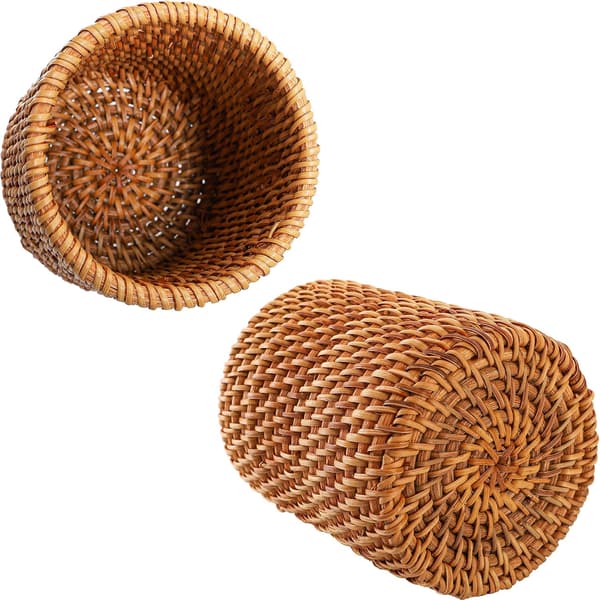 2-pack pennhållare i rotting, handvävd sminkborstmugg och organizer-FX-