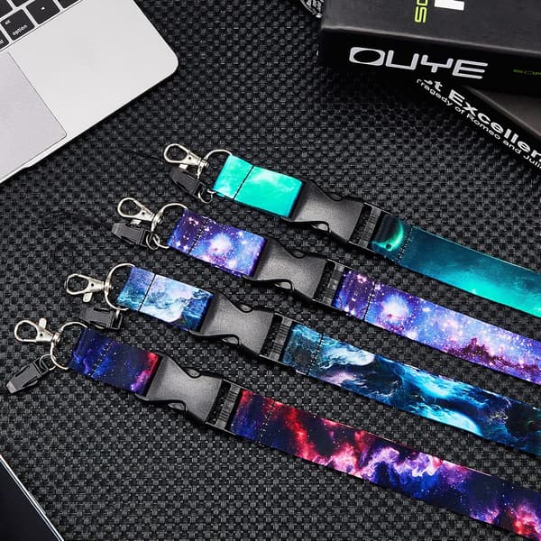 4-pack Starry Sky Lanyards with Colorful Detachable Badges, N-FX-