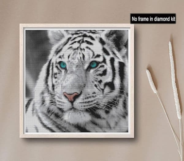 Diamantmålning Vit Tiger 30*30cm, Djurdiamantbroderi DI-FX-