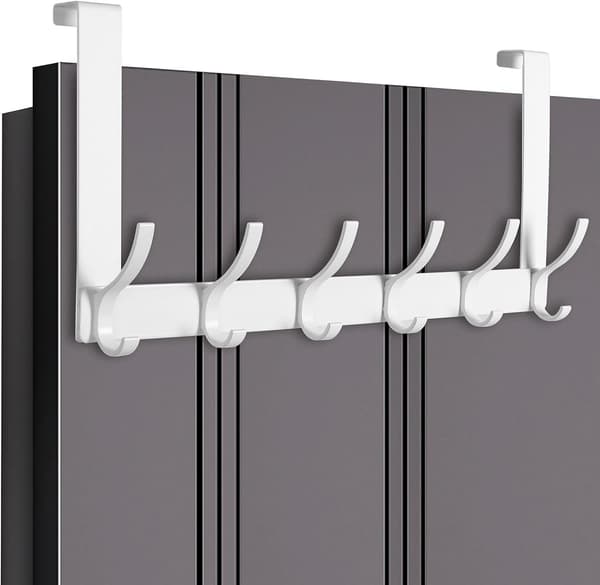 Door Hook Hanger with 6 Hooks, Wall Mounted Coat Rack in Space Aluminum-FX- 222