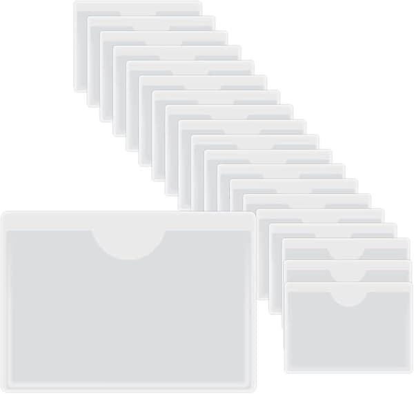 Self-adhesive Transparent Plastic Card Pockets (20 Pieces) - Top Opening, Inner Size: 9 * 7.5 cm-FX- 0.1