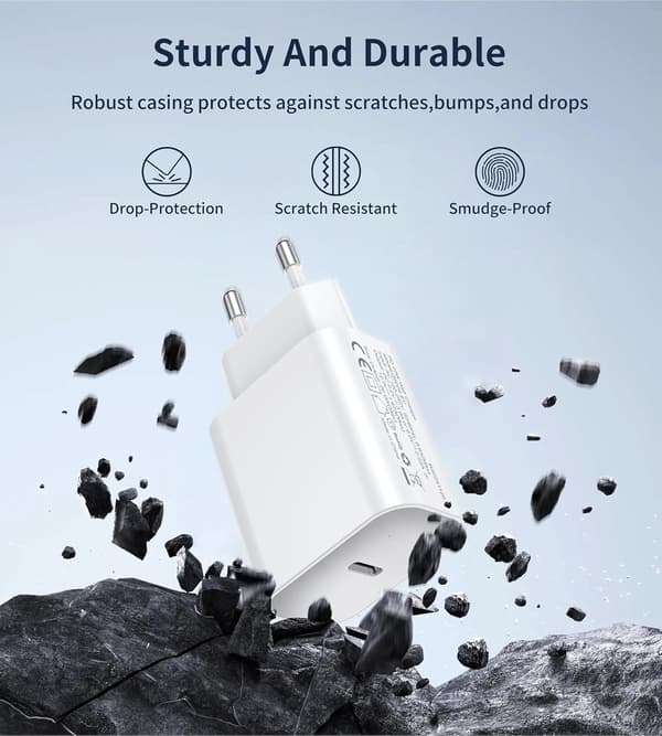 USB C-oplader 20W 3-pak til iPhone 16/15/14/13/12 Pro Max Mini & mere-FX-