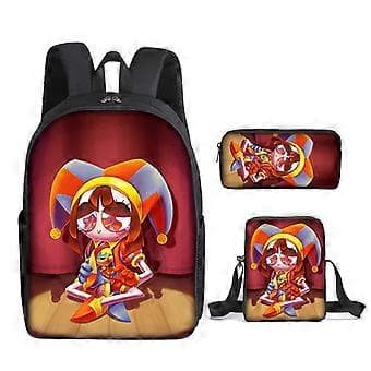 Digital Circus Kids Backpack THE AMAZING DIGITAL CIRCUS Student Backpack Three-Piece Set 17-NMAOV-FX-