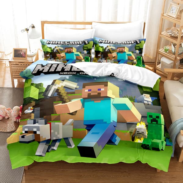 Minecraft-tema 3-delat bäddset för barn med påslakan-FX-