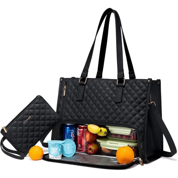 Frokosttaske, 15,6 tommer laptop taske med pung, sort-FX-