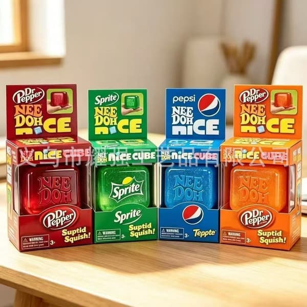 Schylling Needoh Nice Cube sensorisk leke, stresslindrende blokk, klem, lindre stress, puslespill og slipp-FX- Cotton Candy Gradient Orange