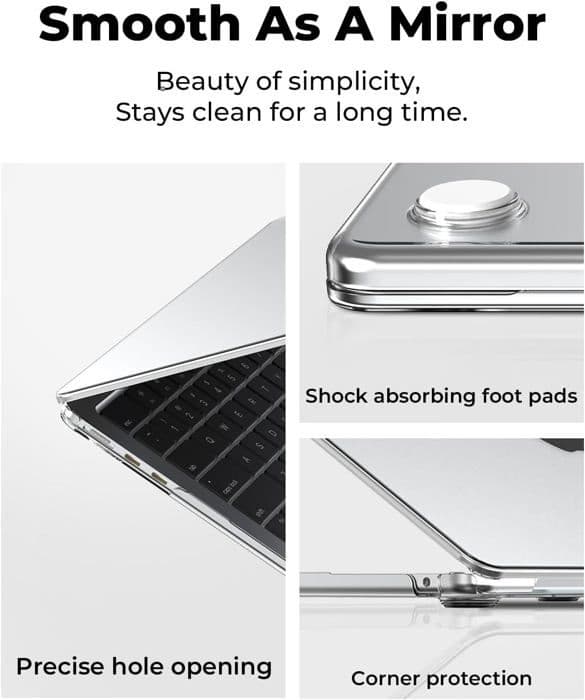 Hard Shell - Kompatibel med MacBook Air - M2 M3 M4 - 13,6 Tommer - Transparent - Sklisikker-FX-