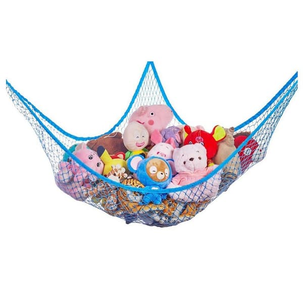 Stuffed Animal Hammock, Toy Hammock with Net Pocket, 2.5cm Large Net for Toy Storage in Hammock-FX- blå