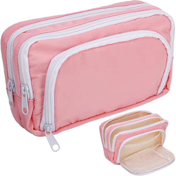 Aprikoosi Kynäkotelo Taskuilla Suuri Kynäkotelo Monitoiminen Kynälaukku Preppy Kynäkotelo Kirjatarvikejärjestäjä Esteettiset Meikkipussit Pink