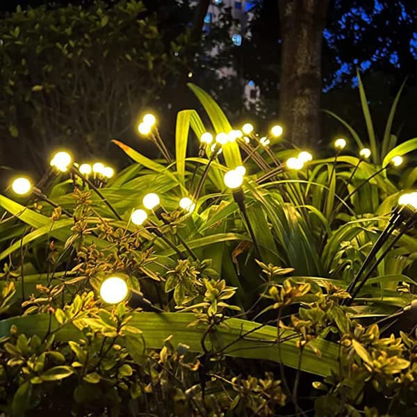Solcellehagelys, 1 LED solcelledrevne ildfluelys, utendørs dekorativ varm-FX-