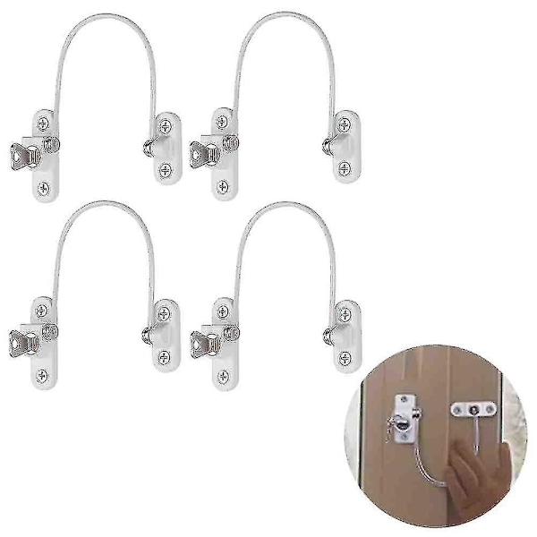 4 st Fönsterbegränsare, Fönsterbegränsare, Barnsäkra Fönsterlås, Fönsterlås, Dörrlås - White