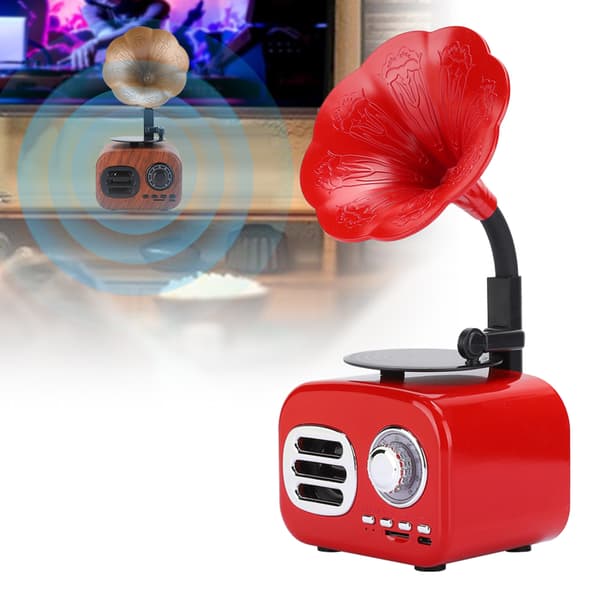 Mini Retro Bluetooth Smart Højttaler Bærbar Højttaler Musikafspiller til Skrivebord Bærbar Rød-FX-
