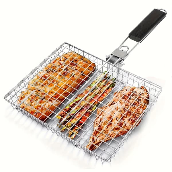Sammenleggbar grillrist med avtakbart håndtak for utendørs grilling