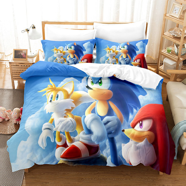 Sonic tecknad anime sängkläder täckeset tredelat 135*200