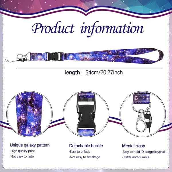 4-pack Starry Sky Lanyards with Colorful Detachable Badges, N-FX-