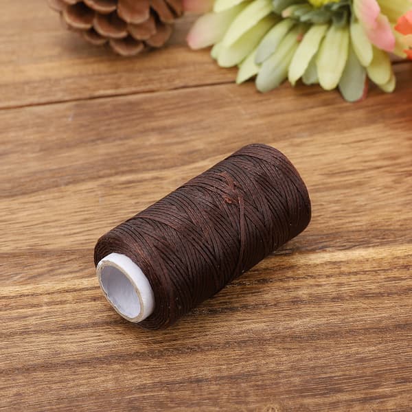 5 ruller vokset tråd 150D manuell DIY håndsøm flat vokset tråd fiber monofilament linje kaffe-FX-