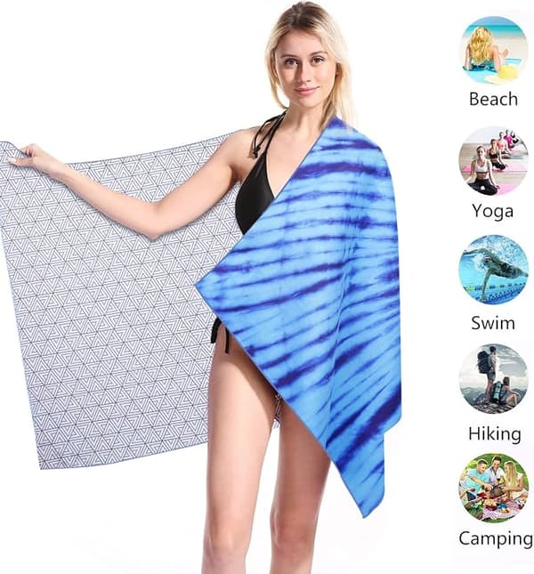 Mikrofiber Pool Strand Håndklæde Tæppe Hurtigtørrende Sandfri Kompakt Udendørs-FX-