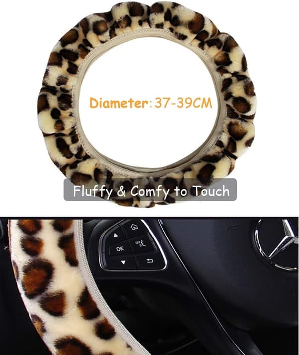 Leopardmønstret Fluffy Rattrekk - Universell Stretch Fit 37-39cm-FX-