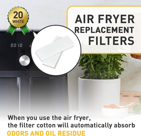 20-pak erstatningsfiltre til Vortex Plus 6QT Instant Airfryer med ClearCook og OdorErase-FX