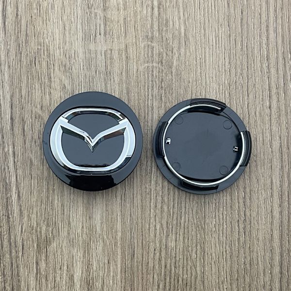 (Sort) 4 stk. navkapsler til Mazda, 57 mm, navkapsler til bil-FX-