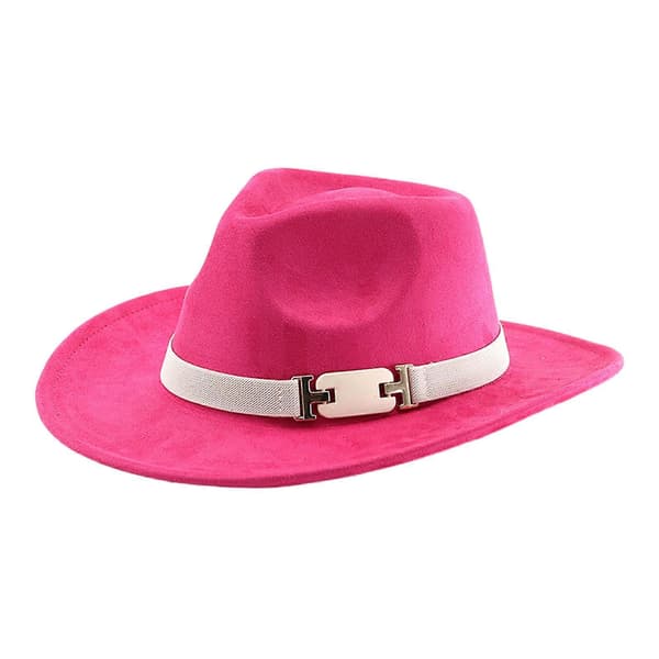 Vintage Bælte Cylinderhat til Musikfestival Voksen Vinter Efterår Hat Formel Begivenhed Fedoras Sceneshow Hat til Kvinder Mænd - rosenrød-FX- rose red