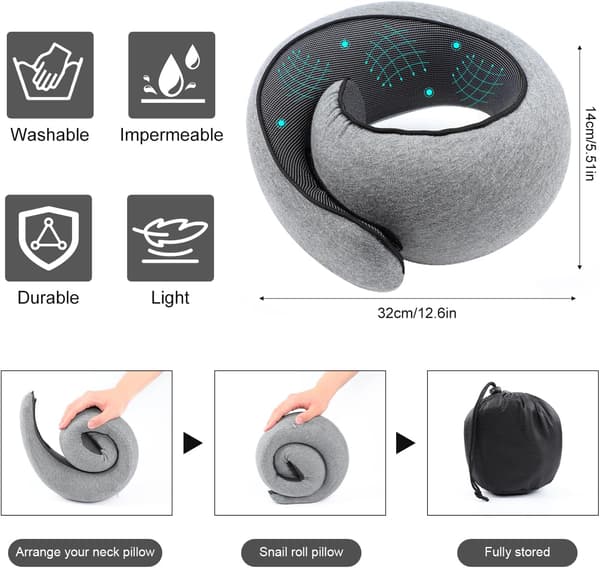 Memory Foam Nakkepute for reise - U-formet støtte for fly-FX-