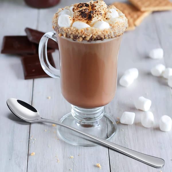 Latte-skeer, sæt med 4 lange skeer, kaffeskeer i rustfrit stål, teske ideel til Latte kaffe, Espresso-FX-