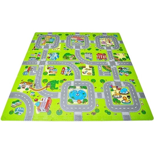 Skumgulvfliser for rally og lek, sammenkoblede skummatter, mykt alternativ til racerbanematte, sett med 9 store biter på 30 x 30 cm, perfekt