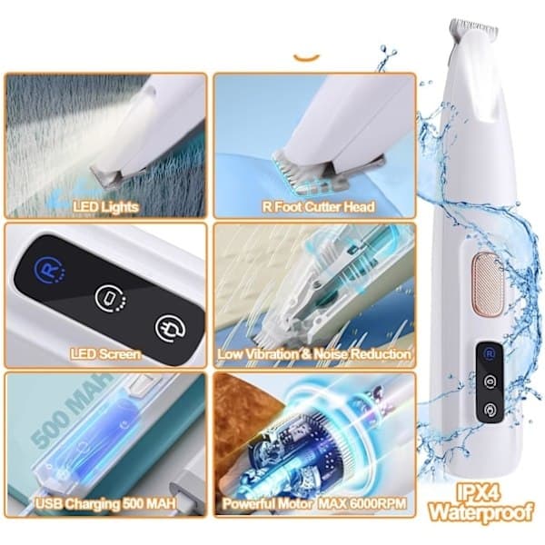 2025 New Upgraded Dog Paw Trimmer – Quiet and Efficient Nail Clipper with LED Light One Size-FX-