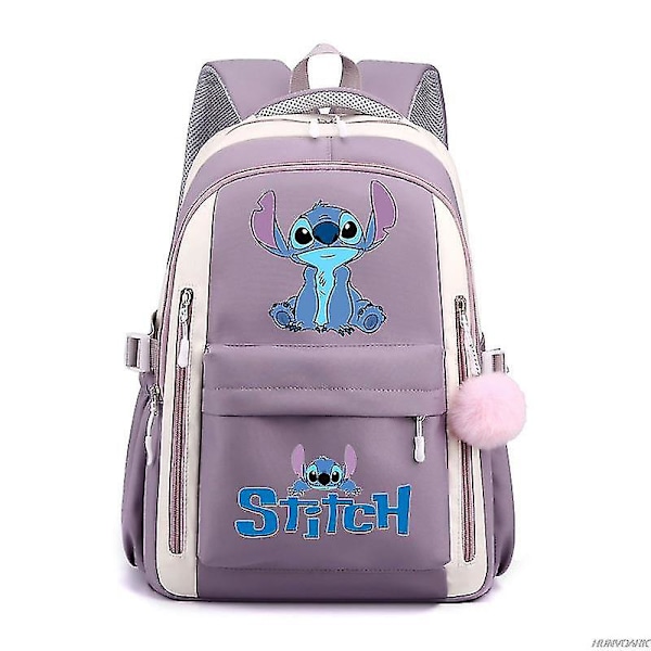 Lilo og Stitch Ryggsekk, Høy Kapasitet, Vanntett, College Skolesekk, Trendy Laptopveske for Kvinner og Menn