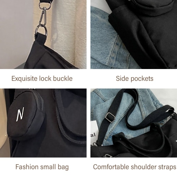 Stor Canvas Tote Bag - Dataveske for Kvinner, Skulderveske i Canvas