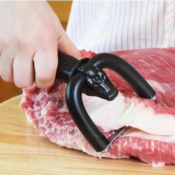 Fat Trimmer for Beef and Pork, Handheld with Ergonomic Handle, Stainless Steel Blade-FX-