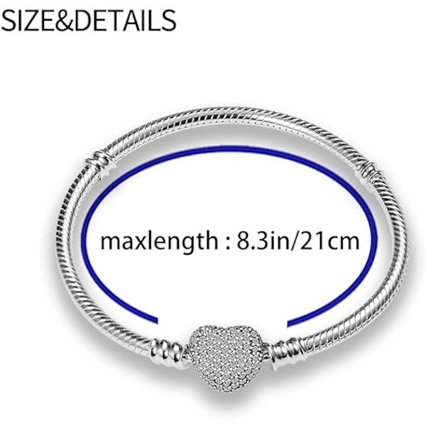 Pandora Berlockarmband för Kvinnor med 925 Silverhjärtlås, Smycken för Kvinnor, Julklapp, Födelsedagspresent, Mors Dag【HY】