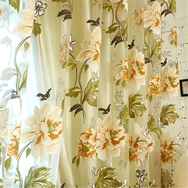 100% polyester tyllgardin 150x265cm gul med maljer 150x265cm Yellow
