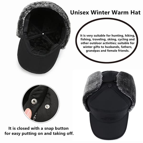 Vinter Trapper Hat med øreklapper og maske, tyk fleeceforet unisex Trooper Beanie-FX-