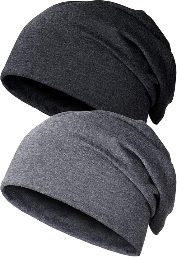 2-pack klassisk mössa för män och kvinnor, unisex slouch stickade mössor lång mössa för vintern-FX-