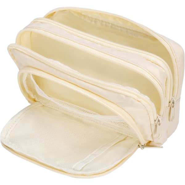 Aprikos Pennfodral med Fack Stort Pennfodral Multifunktionellt Pennfodral Preppy Pennfodral Stationery Organizer Estetiska Makeupväskor Cream