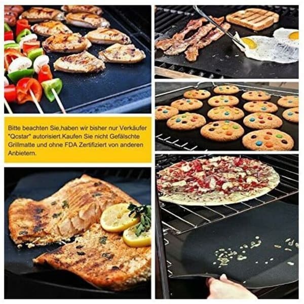 Rea-sett med 5 bakematter BBQ-matte Grillplate Stekebrett Ovn 40 × 33cm for gassgrill Elektrisk kull 100 Non-Stick---FX-