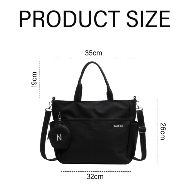 Stor Canvas Tote Bag - Dataveske for Kvinner, Skulderveske i Canvas