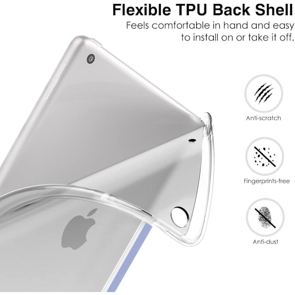 Etui for Ny iPad 9./8./7. Gen (2021/2020/2019), Myk TPU Transparent Frostet Bakside Beskyttende Etui Slim Shell Cover【HY】