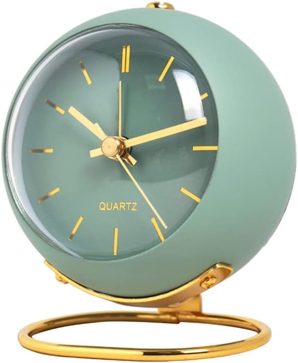 (Grøn) Analogt vækkeur med lys, lille retrostil-FX-