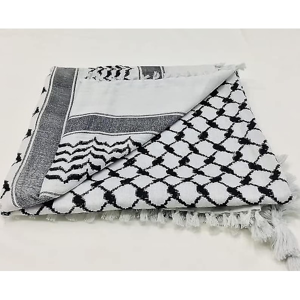 2 st Palestinasjal, Keffiyeh, Arafat Hatta, Bred med Tossels, Shemagh Keffiyeh Arab Houndstooth 100% Y2