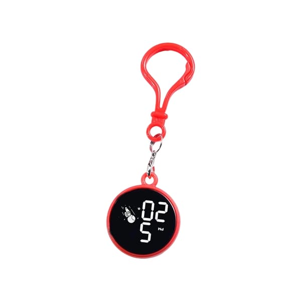 Water-resistant digital watch with removable hook for bags, keychains, LED backlight, and pocket watch-FX- Red 0.02